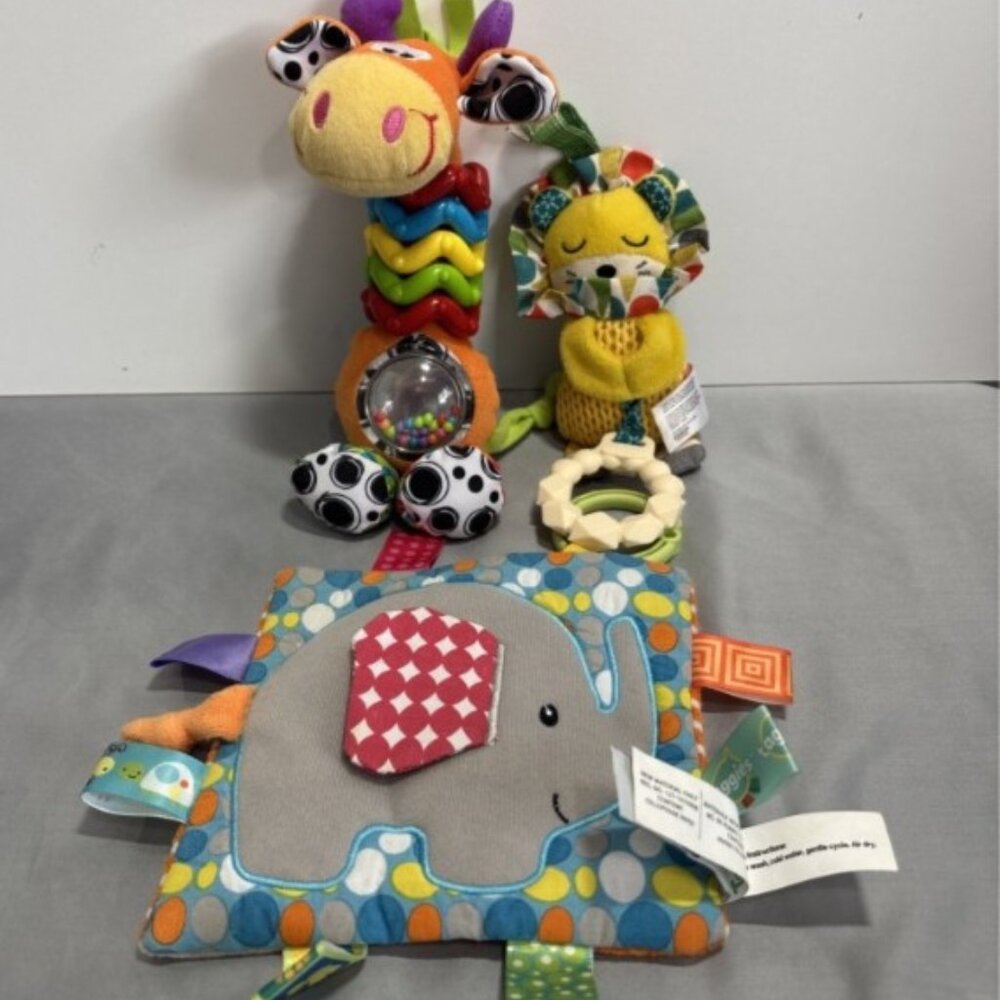 Baby Toy Bundle – Taggies Crinkle Elephant , Playgro Giraffe & Infantino Lion